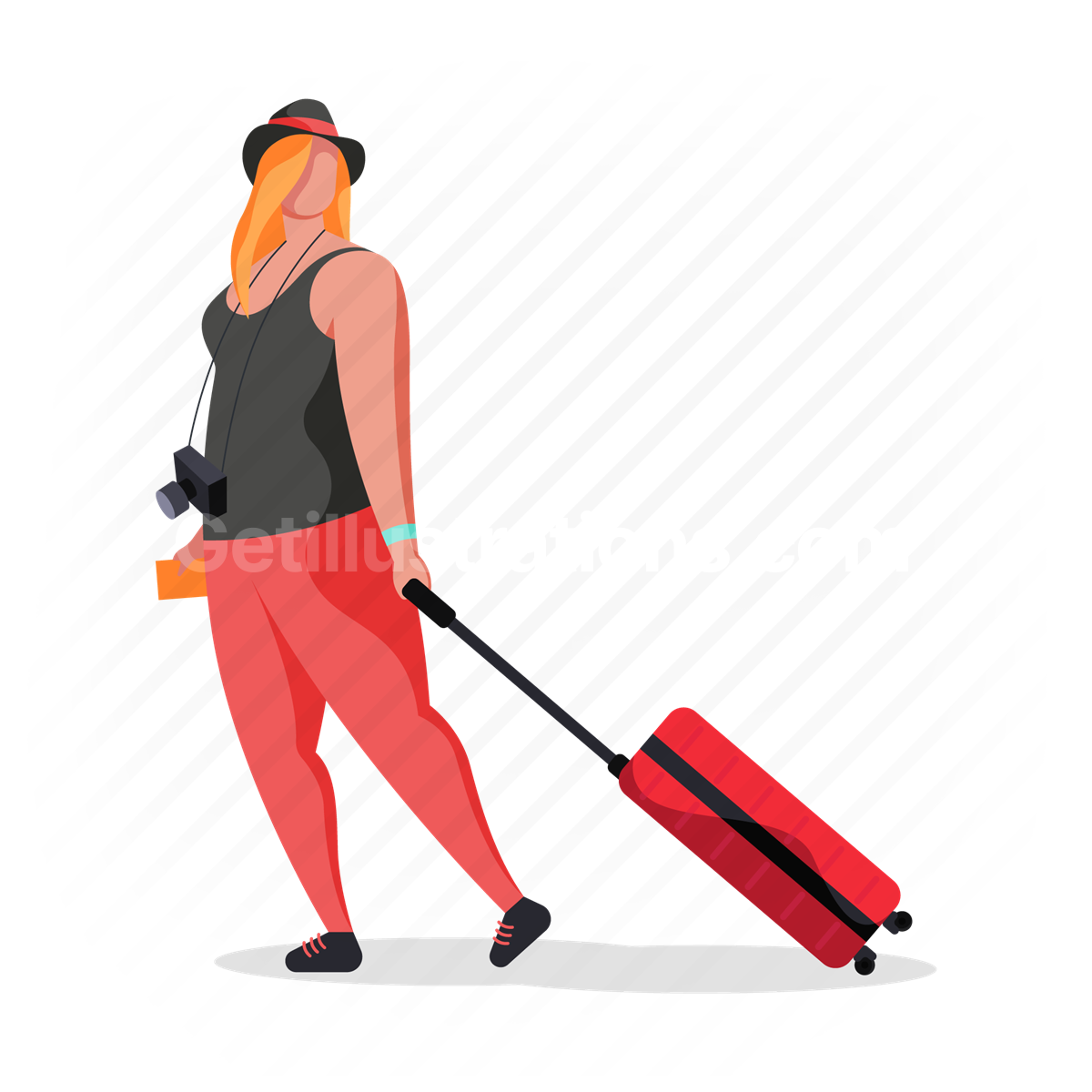 woman, luggage, baggage, suitcase